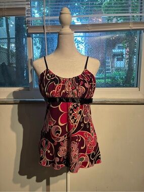 Rampage Burgundy Floral Spaghetti-Strap Tank Top